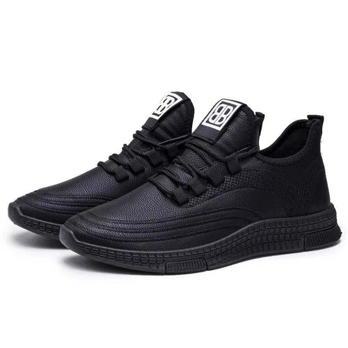 Men Black Lace-Up Leather Style Shoes