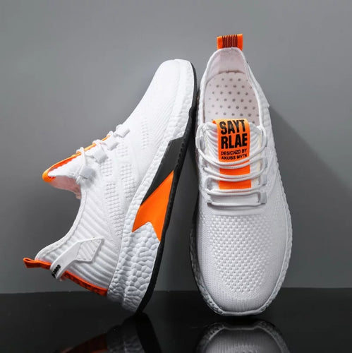 White & Orange Breathable Shoes
